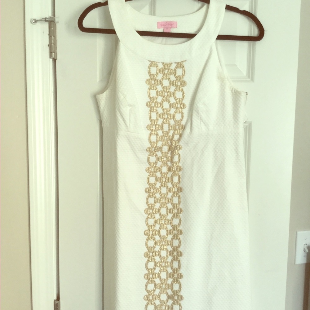 Lilly Pulitzer Jacqueline Retro 60s Halter Shift White Dress